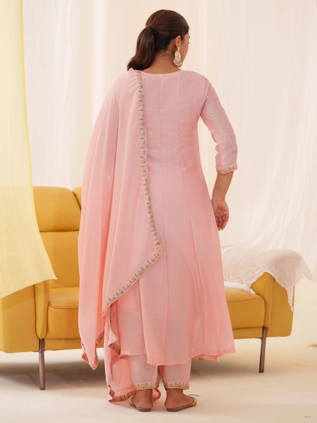Women Ethnic Motifs Embroidered Kurta With Trousers & Dupatta