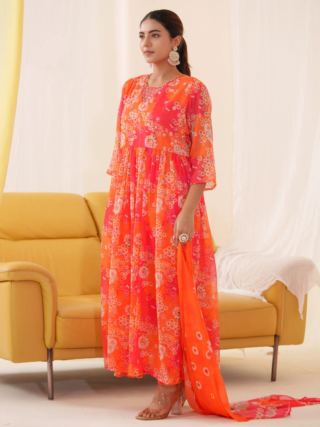 Women Ethnic Motifs Embroidered Kurta With Trousers & Dupatta