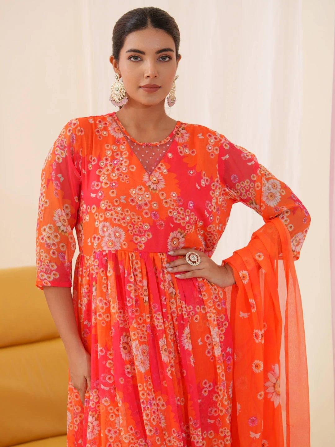 Women Ethnic Motifs Embroidered Kurta With Trousers & Dupatta