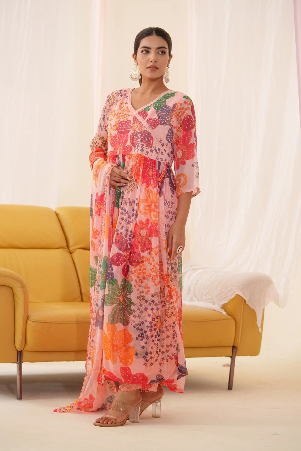 Women Ethnic Motifs Embroidered Kurta With Trousers & Dupatta