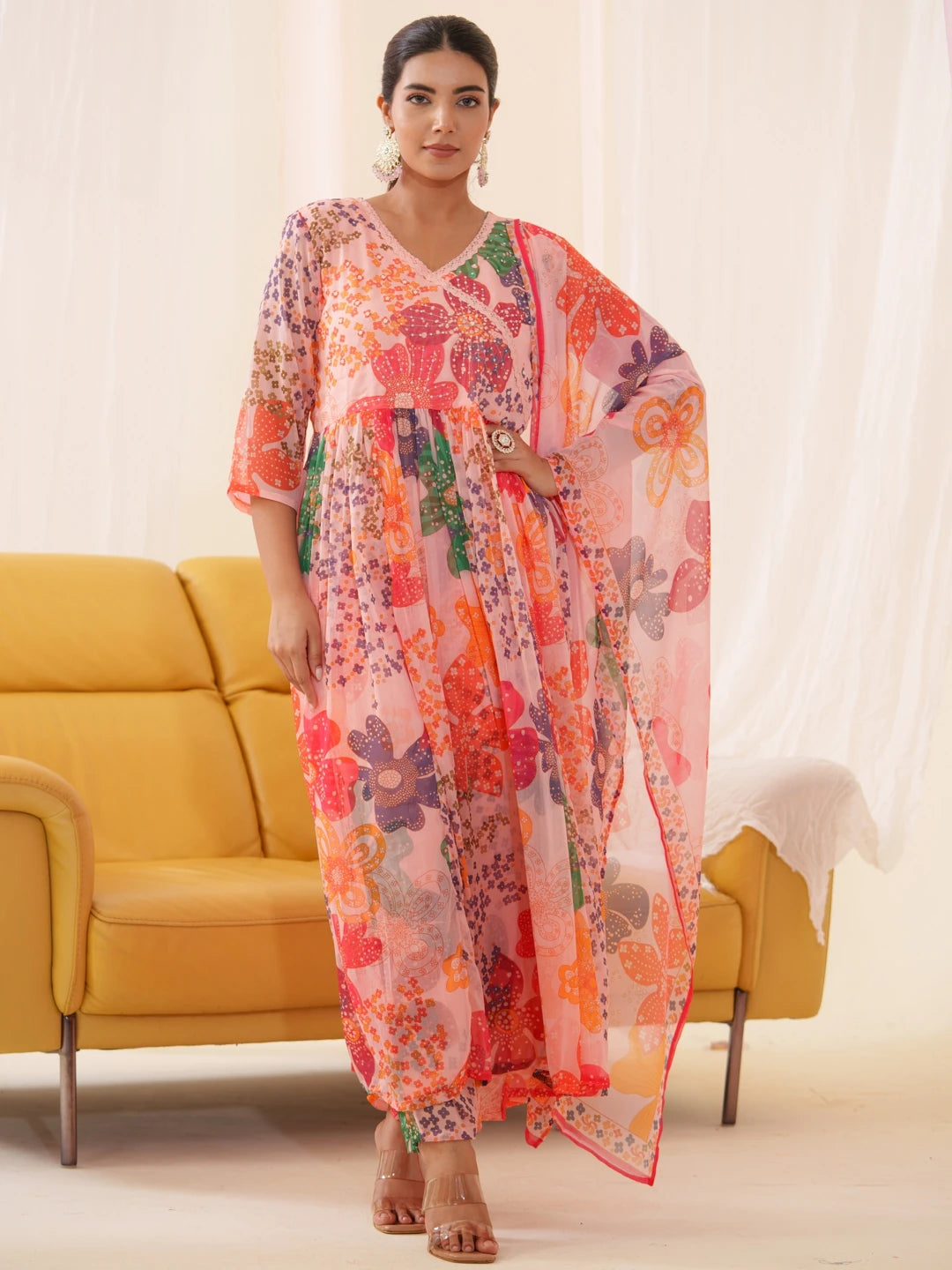 Women Ethnic Motifs Embroidered Kurta With Trousers & Dupatta