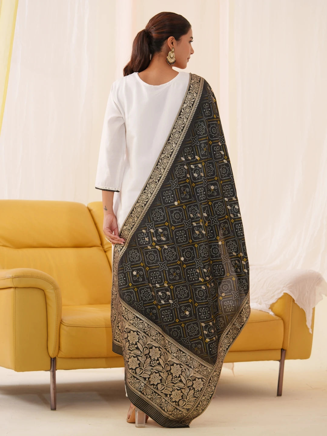 Women Ethnic Motifs Embroidered Kurta With Trousers & Dupatta