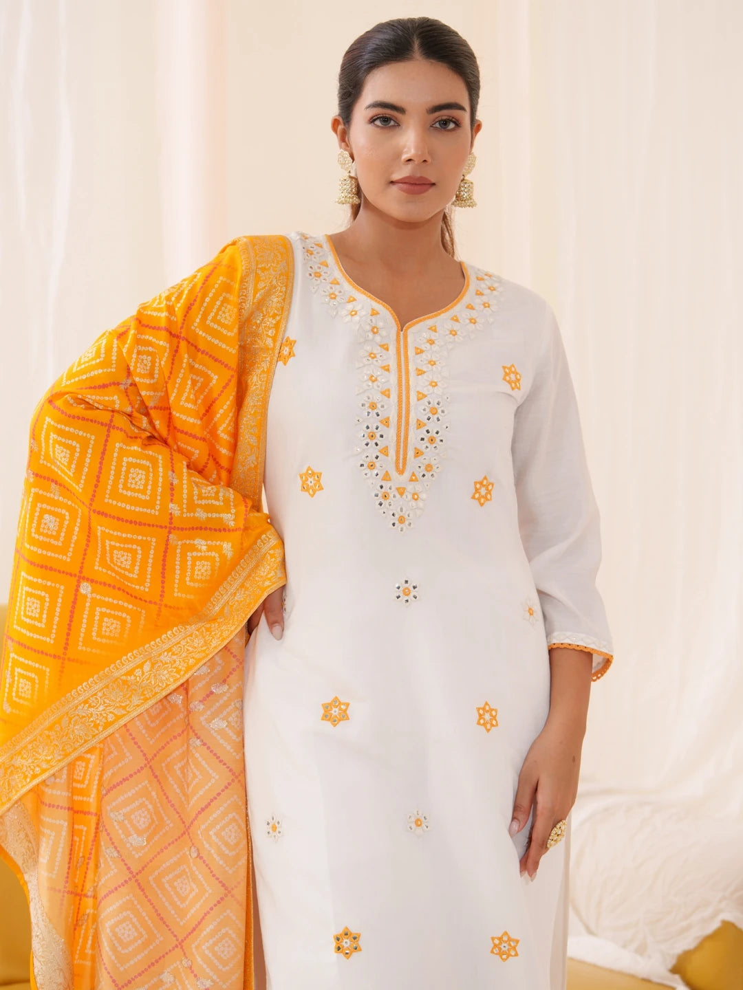 Women Ethnic Motifs Embroidered Kurta With Trousers & Dupatta