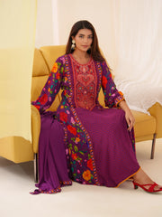 Women Ethnic Motifs Embroidered Kurta With Trousers & Dupatta-MLWSHKS4301PUP