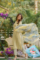 Yellow Colour Muslin Cotton Fabric Top Bottom And Dupatta Set-MLWSHKS4339YLW