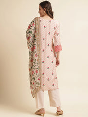 Peach Colour Muslin Cotton Fabric Top Bottom And Dupatta Set-MLWSHKS4340PCH