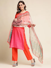 Modal Fabric Red Colour Top Bottom Dupatta Set-MLWSHKS4341RED