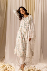 Linen Cotton White Colour Top Bottom Dupatta Set-MLWSHKS4345WHT