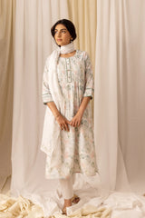 Linen Cotton White Colour Top Bottom Dupatta Set-MLWSHKS4345WHT