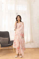 Linen Cotton Peach Colour Top Bottom Dupatta Set-MLWSHKS4346PCH