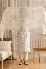 Linen Cotton White Colour Top Bottom Dupatta Set-MLWSHKS4347WHT