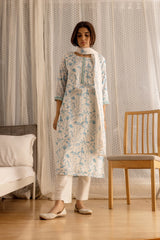 Linen Cotton White Colour Top Bottom Dupatta Set-MLWSHKS4347WHT