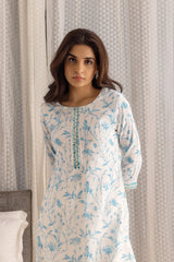 Linen Cotton White Colour Top Bottom Dupatta Set-MLWSHKS4347WHT