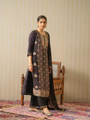 Dola Jecquard Black Colour Top Bottom Dupatta Set-MLWSHKS4348BLK