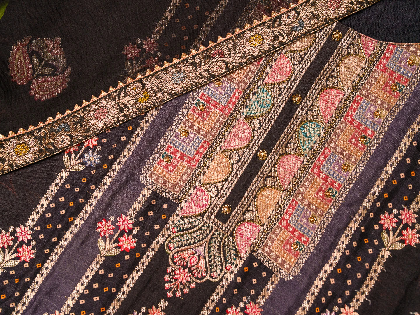 Dola Jecquard Black Colour Top Bottom Dupatta Set