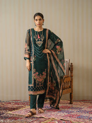 Oraganza Fabric Green Colour Top Bottom Dupatta Set-MLWSHKS4350GRN
