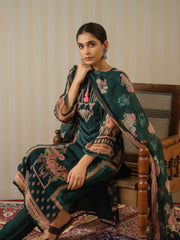 Oraganza Fabric Green Colour Top Bottom Dupatta Set-MLWSHKS4350GRN