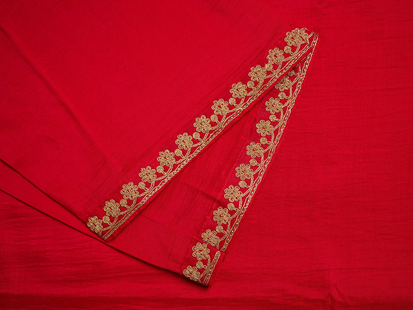 Chinon Silk Fabric Red Colour Top Bottom Dupatta Set