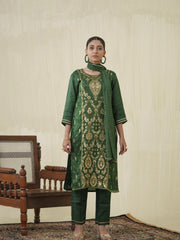 Dola Jecquard Green Colour Top Bottom Dupatta Set-MLWSHKS4357GRN