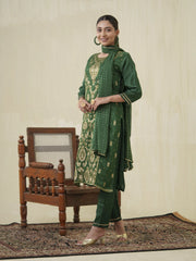 Dola Jecquard Green Colour Top Bottom Dupatta Set-MLWSHKS4357GRN
