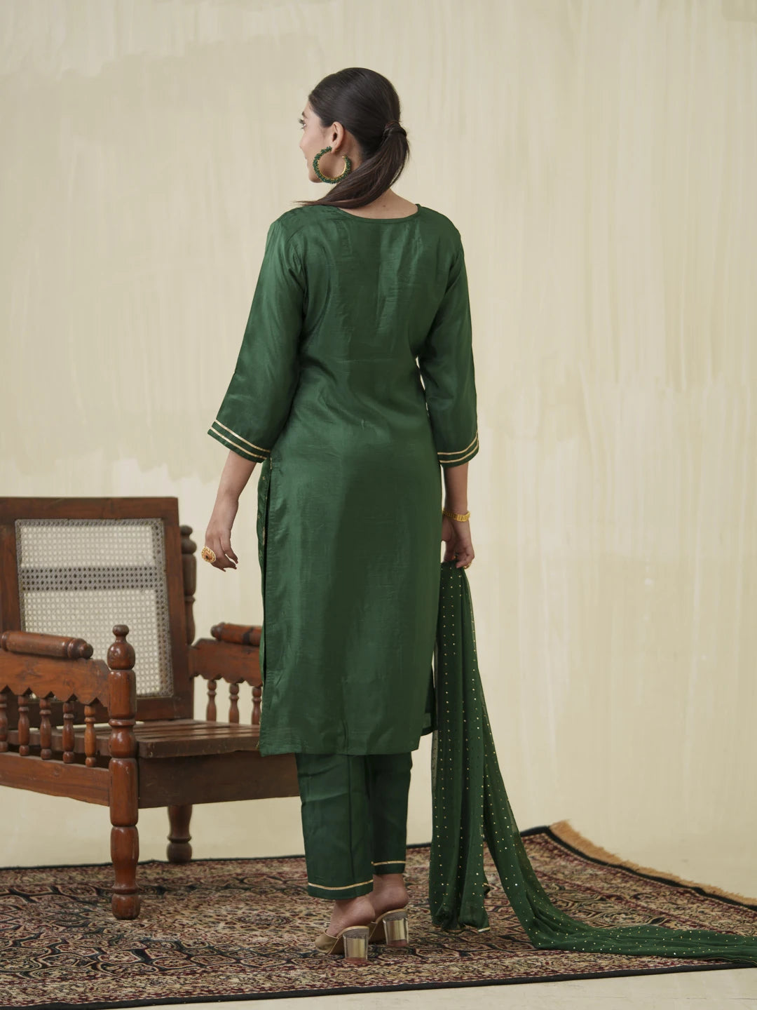 Dola Jecquard Green Colour Top Bottom Dupatta Set