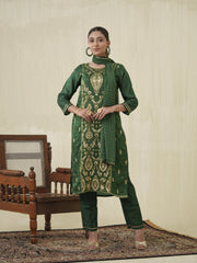 Dola Jecquard Green Colour Top Bottom Dupatta Set-MLWSHKS4357GRN
