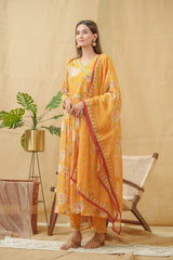 Chhifon Fabric Mustard colour Top Bottom Dupatta Set-MLWSHKS4358MUS