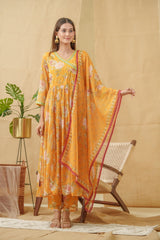 Chhifon Fabric Mustard colour Top Bottom Dupatta Set-MLWSHKS4358MUS