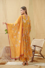 Chhifon Fabric Mustard colour Top Bottom Dupatta Set-MLWSHKS4358MUS