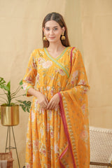 Chhifon Fabric Mustard colour Top Bottom Dupatta Set-MLWSHKS4358MUS