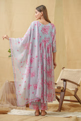 Chhifon Fabric Lavender colour Top Bottom Dupatta Set-MLWSHKS4359LVR