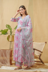 Chhifon Fabric Lavender colour Top Bottom Dupatta Set-MLWSHKS4359LVR