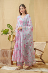 Chhifon Fabric Lavender colour Top Bottom Dupatta Set-MLWSHKS4359LVR
