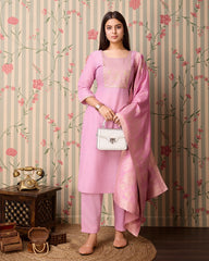 Chhifon Fabric Lavender colour Top Bottom Dupatta Set-MLWSHKS4361LVR