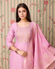 Chhifon Fabric Lavender colour Top Bottom Dupatta Set-MLWSHKS4361LVR