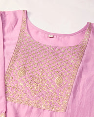 Chhifon Fabric Lavender colour Top Bottom Dupatta Set-MLWSHKS4361LVR