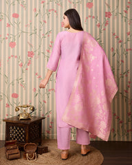 Chhifon Fabric Lavender colour Top Bottom Dupatta Set-MLWSHKS4361LVR