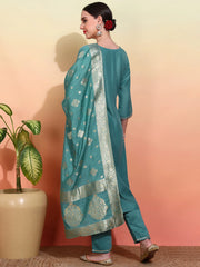 Chhifon Fabric Blue colour Top Bottom Dupatta Set-MLWSHKS4362BLU