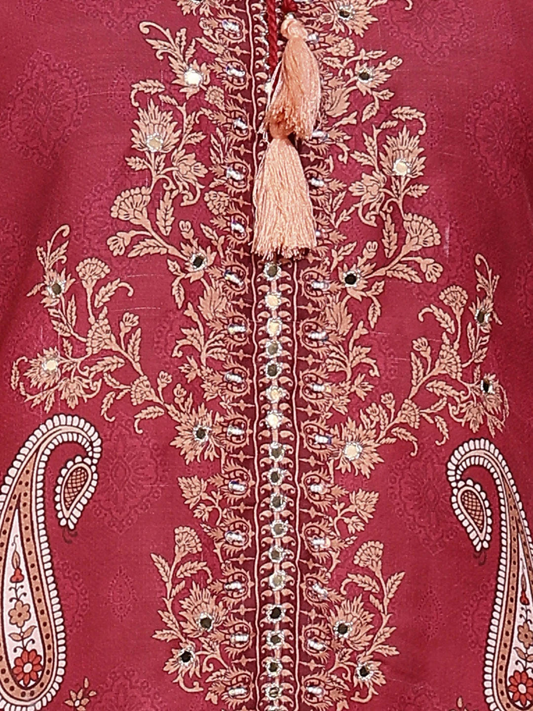Poly Muslin Fabric Red colour Top Bottom Dupatta Set