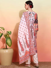 Poly Muslin Fabric Peach colour Top Bottom Dupatta Set-MLWSHKS4366PCH