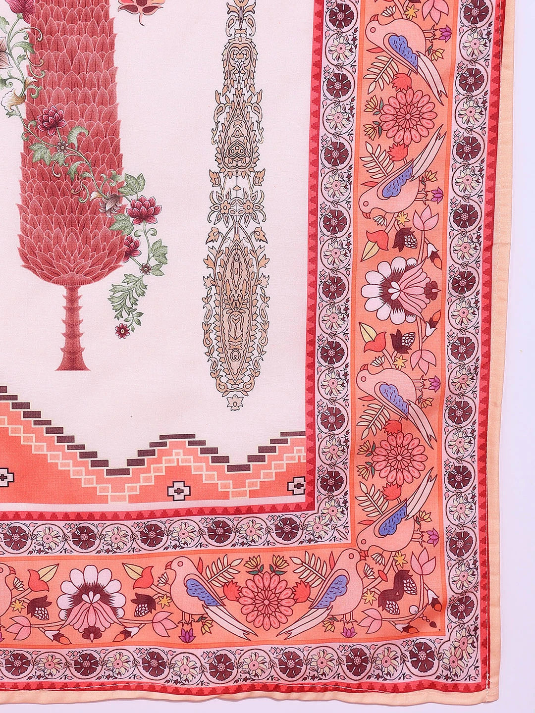 Poly Muslin Fabric Peach colour Top Bottom Dupatta Set