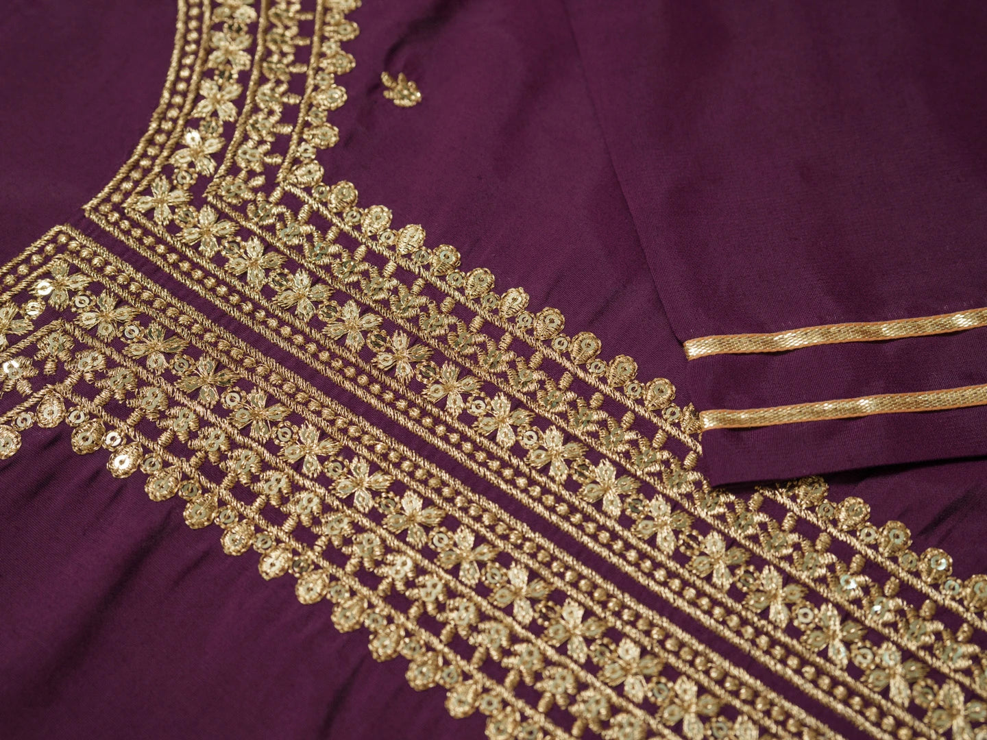 Wine Colour Roman Silk Top Bottom With Jequard Dupatta Set