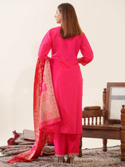 Rani Colour Roman Silk Top Bottom With Jequard Dupatta Set-MLWSHKS4369PNK