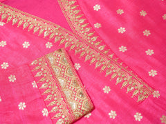 Poly Organza Fabric Pink Colour Top Bottom With Jequard Dupatta Set-MLWSHKS4371PNK