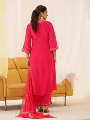 Pink Colour Roman Silk Top Bottom With Jequard Dupatta Set-MLWSHKS4373PNK