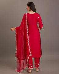 Red Colour Reyon Fabric Top Bottom Dupatta Set-MLWSHKS4375RED