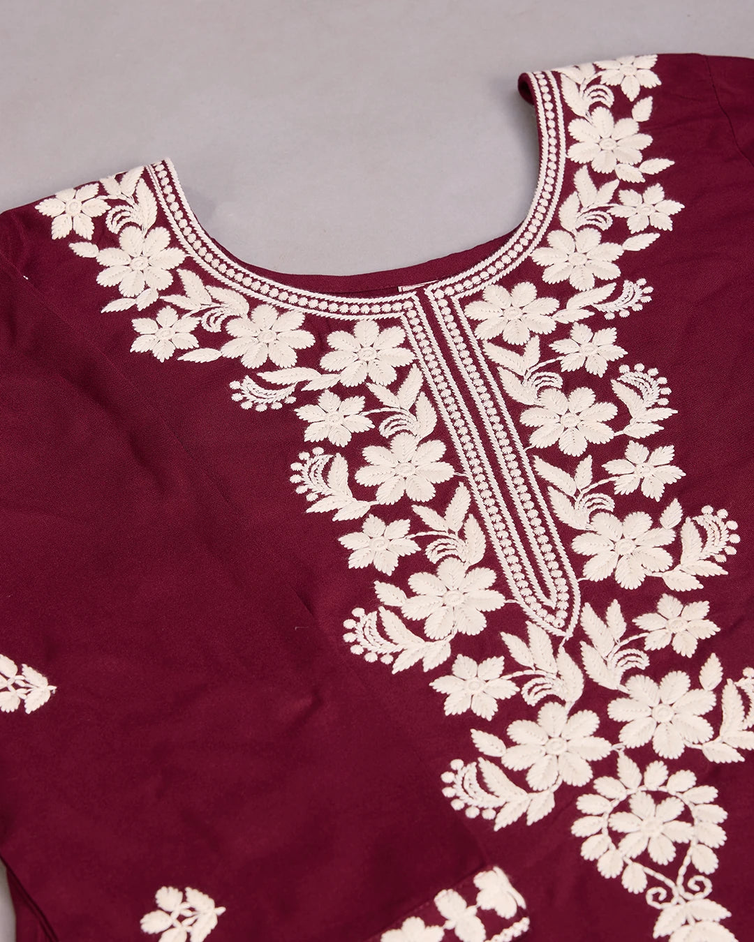 Wine Colour Reyon Fabric Top Bottom Dupatta Set