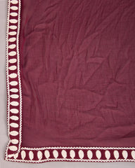 Wine Colour Reyon Fabric Top Bottom Dupatta Set-MLWSHKS4376WNE