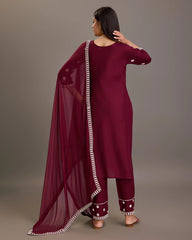 Wine Colour Reyon Fabric Top Bottom Dupatta Set-MLWSHKS4376WNE