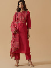 Rani Colour Roman Silk Top Bottom With Jequard Dupatta Set-MLWSHKS4377PNK
